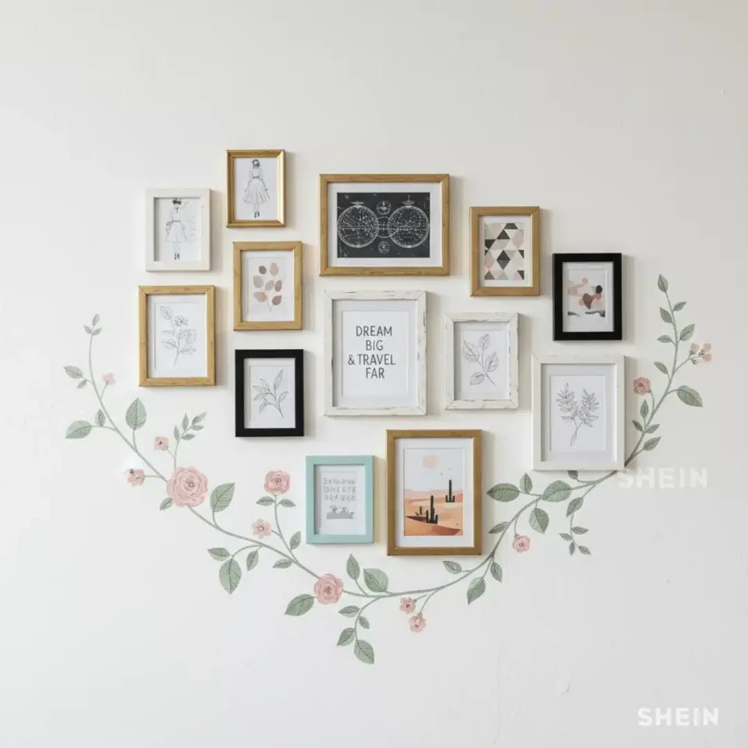 Detalle de vinilos y cuadros pequeños de SHEIN