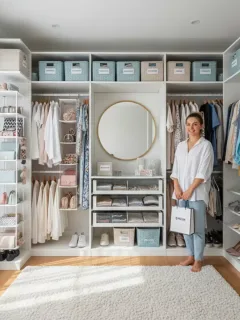 Armario perfectamente organizado con productos de SHEIN por menos de 30 euros, mostrando soluciones de almacenamiento ingeniosas.