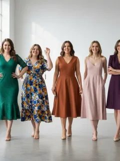 Mujeres con diferentes tipos de cuerpo luciendo vestidos SHEIN que realzan su figura.