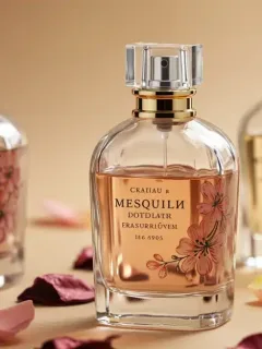 Tres elegantes frascos de perfume floral, símbolo de las fragancias más vendidas en España este mes.