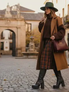 Mujer elegante con calzado de tendencia otoño 2026 en una calle española.