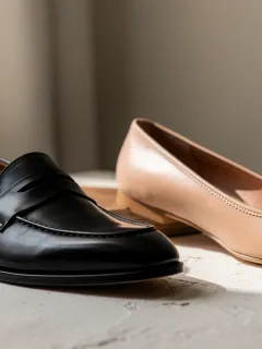 Mocasines y bailarinas en piel negra y nude, símbolos de la elegancia atemporal para 2026.