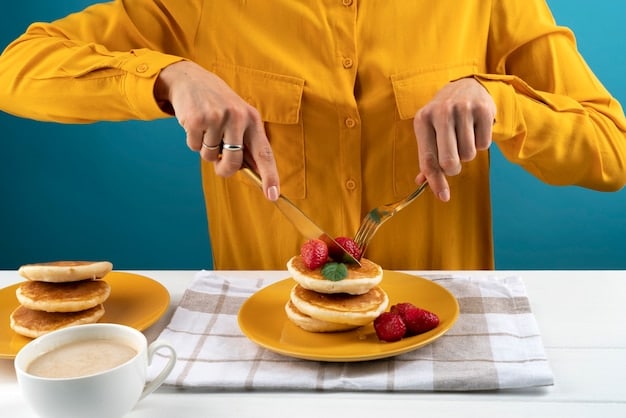 A video still from TikTok showing someone preparing pancake cereal, drizzling syrup over a bowl of tiny pancakes, and the joy of eating the miniature pancakes with a spoon. This highlights the fun and novelty of the trend.