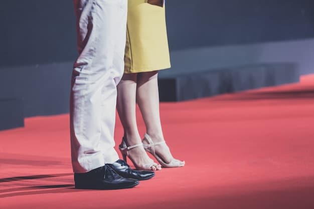 A close-up shot of a celebrity walking the red carpet. The photo highlights the subtle enhancements they may have had, such as lip fillers or a nose job, without explicitly drawing attention to it. The goal is to capture the 