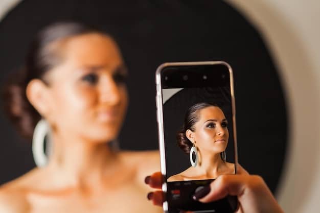 A close-up of a celebrity's Instagram post featuring a heavily edited selfie, with comments highlighting the unrealistic beauty standards it promotes.