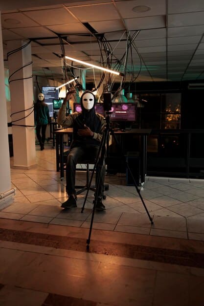 A film set where an actor is in character, performing an emotional scene. The lighting is set to enhance the mood of the scene, and the crew is seen busily working in the background, focusing on capturing the perfect shot.