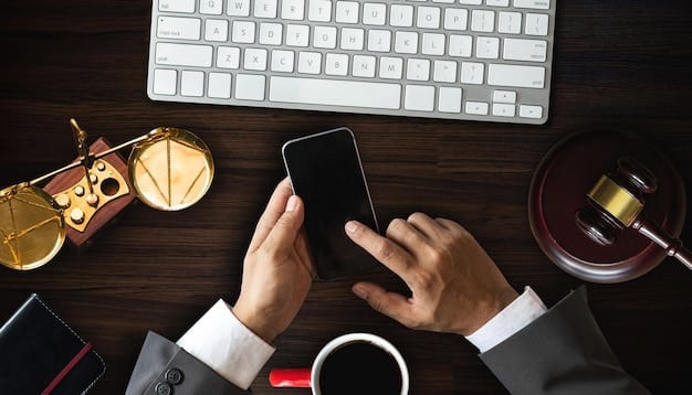 A gavel resting on a smartphone displaying various social media icons, symbolizing the intersection of legal regulation and the digital world of influencer marketing.