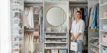 Armario perfectamente organizado con productos de SHEIN por menos de 30 euros, mostrando soluciones de almacenamiento ingeniosas.