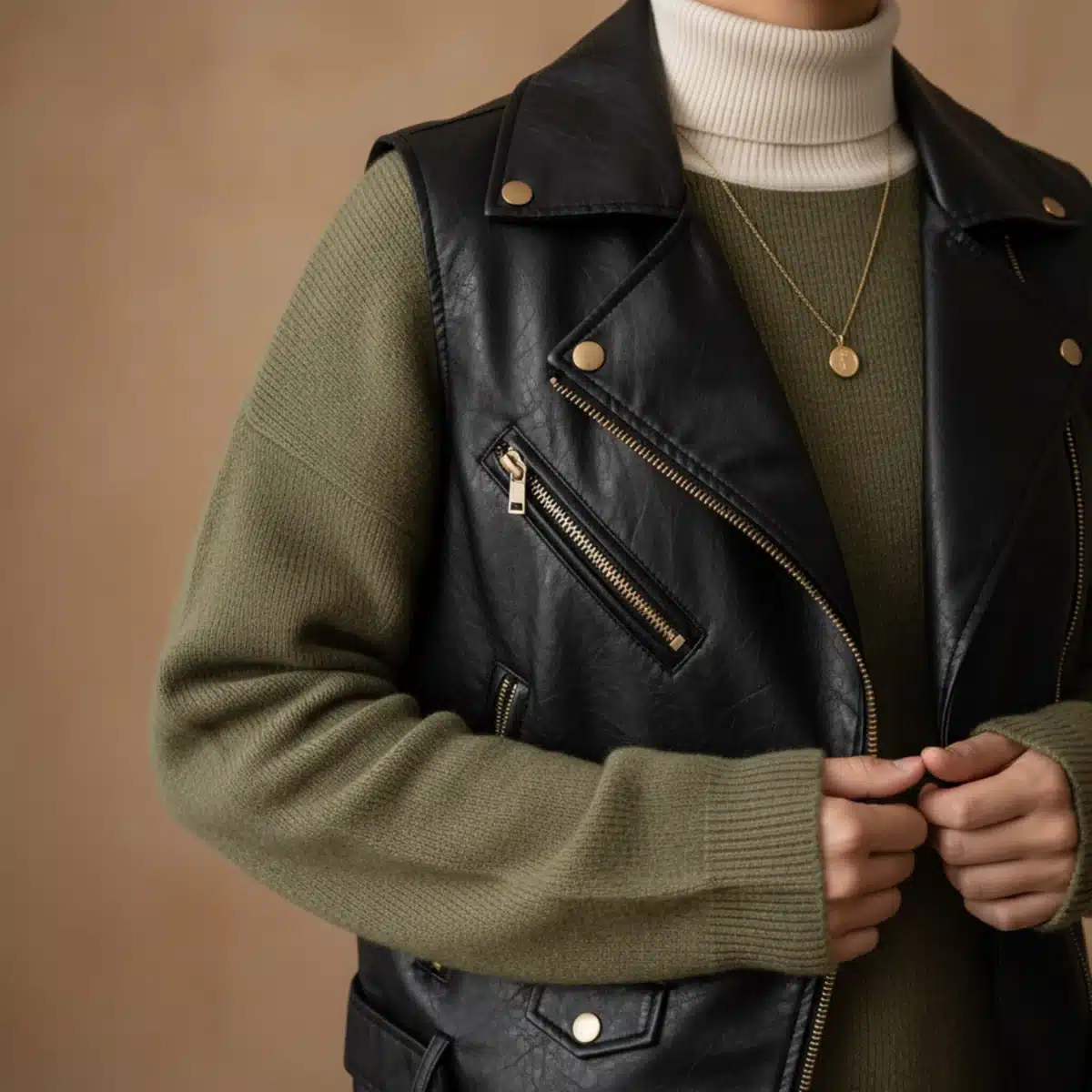 Detalle de un conjunto de layering de SHEIN, mostrando la combinación de texturas y accesorios.