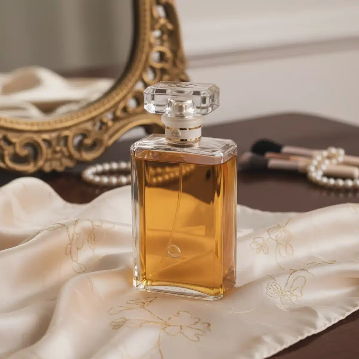Frasco clásico de Chanel Nº5, símbolo de sofisticación y un legado perfumístico.