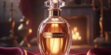 Elegante frasco de perfume con feromonas sobre una tela de seda, evocando misterio y atracción.