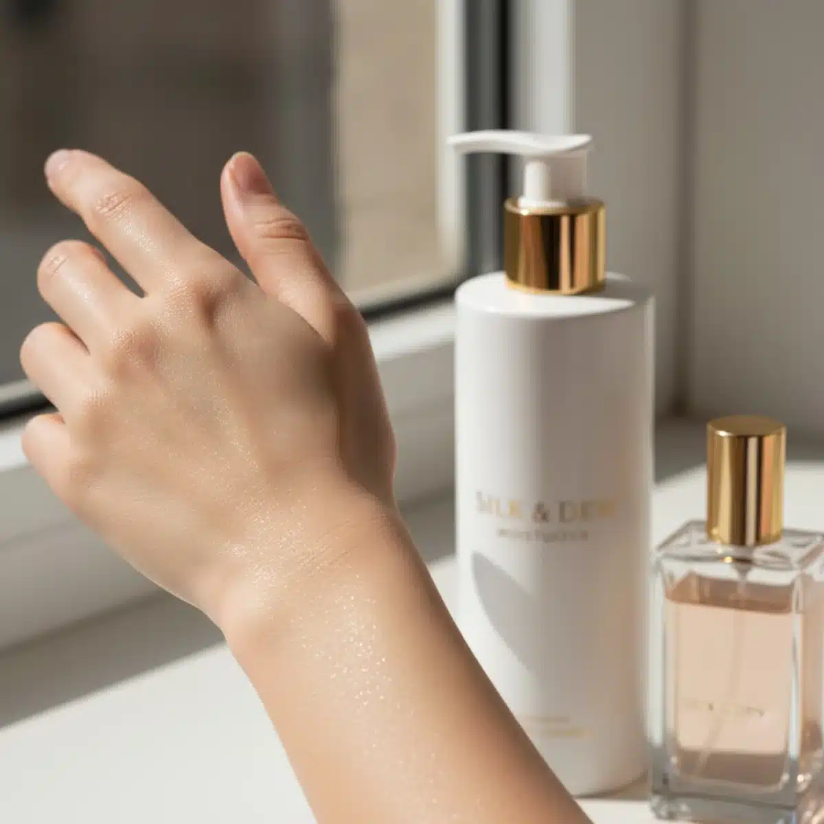 Hidratando la piel antes de aplicar perfume para prolongar la fragancia