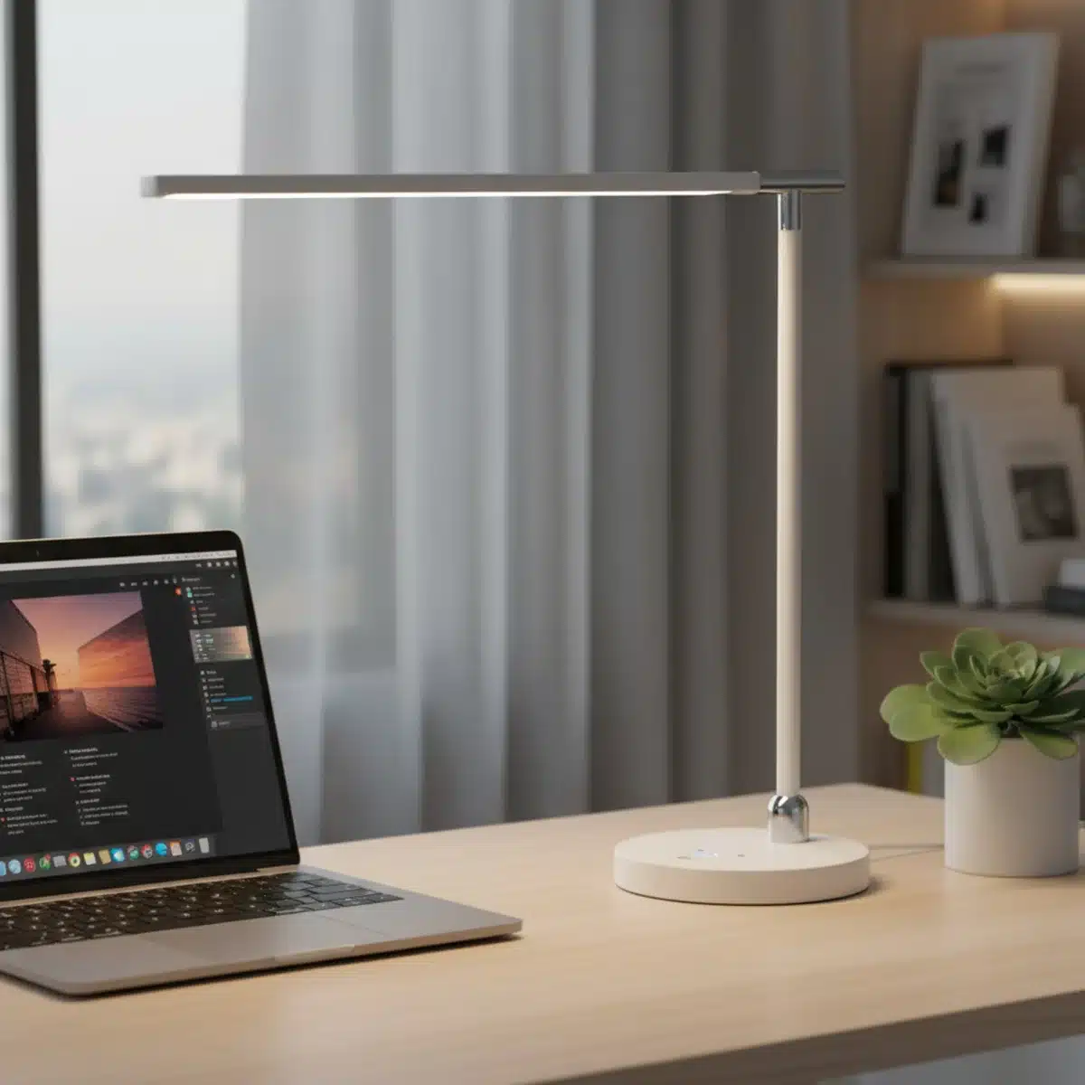 Lámpara de escritorio LED minimalista de SHEIN, ideal para oficinas en casa y estudios con un presupuesto ajustado.