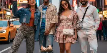 Jóvenes luciendo moda actual de SHEIN en un entorno urbano dinámico, destacando la asequibilidad y el estilo.