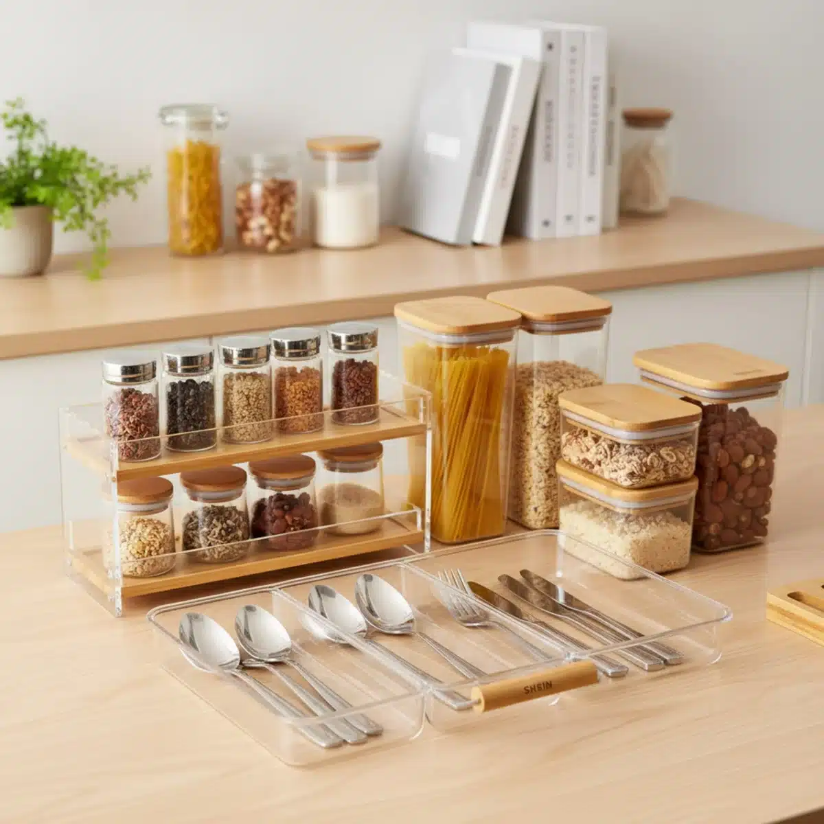 Organizadores de cajones y estantes de cocina SHEIN.
