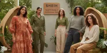 Modelos luciendo la nueva colección sostenible de SHEIN 2025, con prendas eco-friendly y diseños modernos.