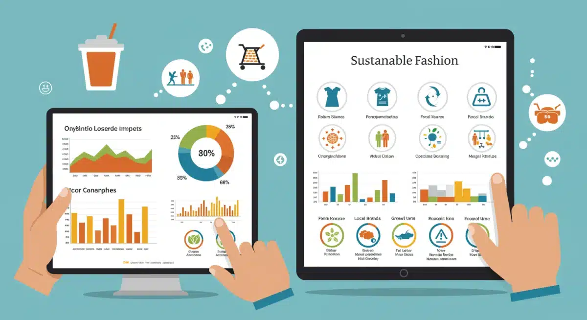 Infografía digital con estadísticas clave sobre el impacto positivo de la moda sostenible en España.