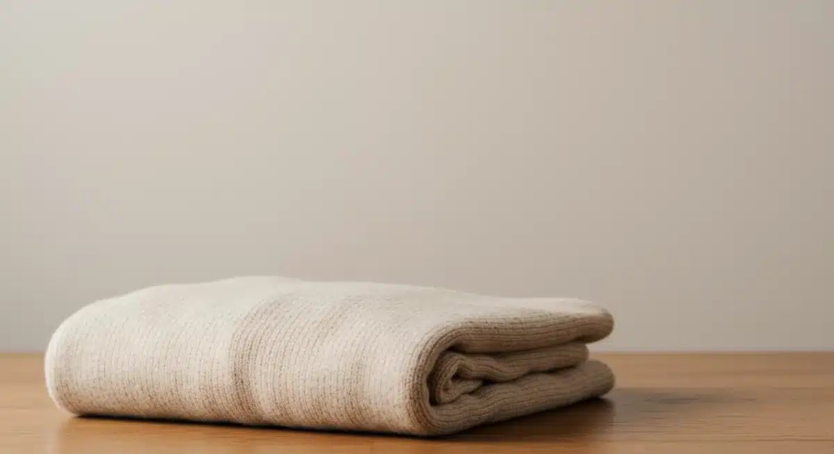 Jersey de cachemira de color neutro doblado, símbolo de lujo y durabilidad