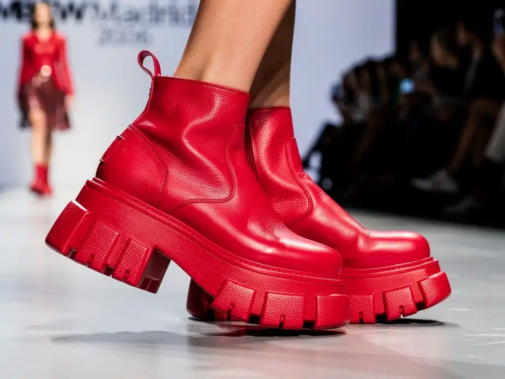 Botas de plataforma gruesa en color vibrante, una tendencia clave en el calzado de MBFWMadrid 2026.