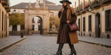Mujer elegante con calzado de tendencia otoño 2026 en una calle española.