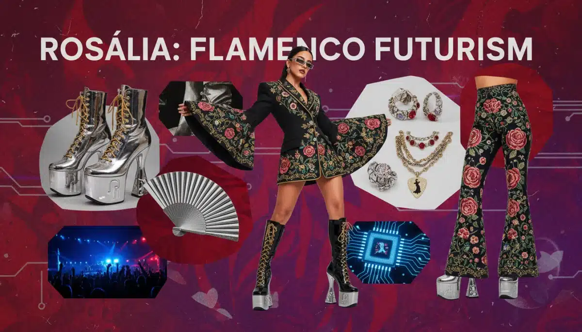 Collage de estilos de celebridades españolas con botas de plataforma, mostrando diferentes adaptaciones de la tendencia 90s.