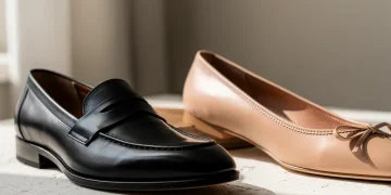 Mocasines y bailarinas en piel negra y nude, símbolos de la elegancia atemporal para 2026.