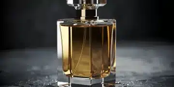 Elegante frasco de perfume en un ambiente fresco y oscuro, símbolo de almacenamiento óptimo.